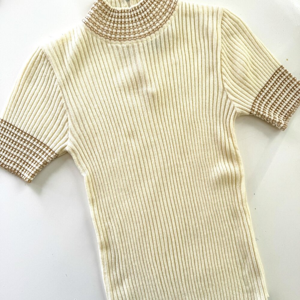 60’s Minimalist Gold Trim Sweater